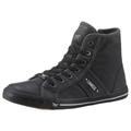 Sneaker MUSTANG SHOES "High-Top-Sneaker, Freizeitschuh" Gr. 36, grau (rauchblau, anthrazit) Damen Schuhe Skaterschuh Schnürboots Canvassneaker Reißverschlussstiefeletten