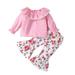 3-6 Month Jacket Girl Baby Girl Receiving Blanket Toddler Baby Girls Two-piece Sets Long Sleeve Ruffle T-shirt Tops And Pant Suit Floral Printed Flare Pants Outfit Baby Girl Outfits Bulk
