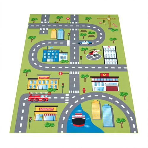 „Kinderteppich PACO HOME „“Bino 570″“ Teppiche Gr. B/L: 200 cm x 200 cm, 9 mm, 1 St., grün Kinder Kinderzimmerteppiche Kurzflor, Straßen-Spiel-Teppich, Kinderzimmer“
