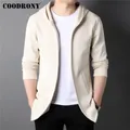 COODRONY – pull à capuche en coton pour Homme vêtement d'extérieur couleur unie nouvelle