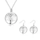 Ensemble de bijoux arbre de vie plaqué argent pour femme collier boucle d'oreille totem mignon