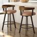 Corrigan Studio® Drees Swivel Counter & Bar Stool Upholstered/Leather/Metal/Faux leather in Gray/Brown | 33 H x 21 W x 19 D in | Wayfair