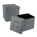 Latitude Run® Removable Linen Folding Storage Ottoman Square Cube Foot Rest Stool/seat, 2pcs Linen in Gray | 15 H x 15 W x 15 D in | Wayfair