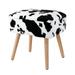 Millwood Pines Dowgry Velvet Storage Footrest Stool Ottoman Square Modern Upholstered Vanity Footstool Side Table Seat Dressing Chair w/ 4 Wooden Legs(Cow-Print) Velvet | Wayfair