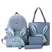 Cute Laptop Backpack Set Preppy Style Zipper Bookbag Large Capacity Patch Decor School Bag