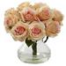 Nearly Natural Rose Arrangement w/Vase