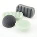 Set of 6 Konjac Facial Sponge Charcoal Natural Body Sponges - Hemisphere + Wave Shape (Black + Light Green)