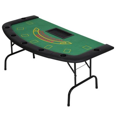 HomCom 72" 7 Player Foldable Half Poker Table - Blue/Black
