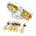 Gold Plated Universal Inline AGU 4 or 8 Gauge input/Output Fuse Holder with 40 Amp Fuses