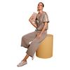 Sweatshirt CREATION L, Damen, Gr. 48, rosa (taupe, bronzefarben, bedruckt), 50% Modal, 44% Polyester, 6% Elasthan, gemustert, unifarben, Wasserfallausschnitt, Kurzarm, Sweatshirts