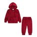 Kids Boys Girls Autumn Winter Outfit Long Sleeve Hoodie Sweatshirt Tops Casual Long Pants Set Toddler Baby Solid Color Sports Suit Children s Golden Velvet Two-Piece Tracksuit Set 8-13 Years