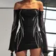 Mini robe moulante imprimée à manches longues pour femmes robes moulantes élégantes style motard