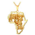 Collare – collier et pendentif en forme d'éléphant carte africaine couleur or/argent bijoux