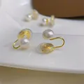 Clips d'oreille en perles d'eau douce naturelles pour femmes en or sans Piercing bijoux fins pour