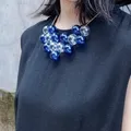 Collier ras du cou Blue Engines pour femme boule de verre chic collier court charmant qualité