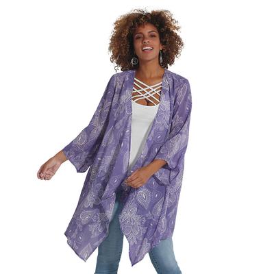 Masseys Sheer Kimono (Size M) Paisley Purple, Polyester