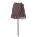 Hollister Casual A-Line Skirt Mini: Burgundy Floral Bottoms - Women's Size X-Small