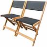 Chaise pliante en bois exotique ""Seoul"" - Maple - Noir - Lot de 2