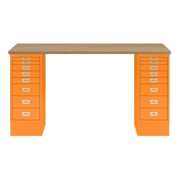 Bisley Schreibtisch »MultiRange« eichefarbene Platte mit 16 Schubladen orange, 140x74x60 cm Image