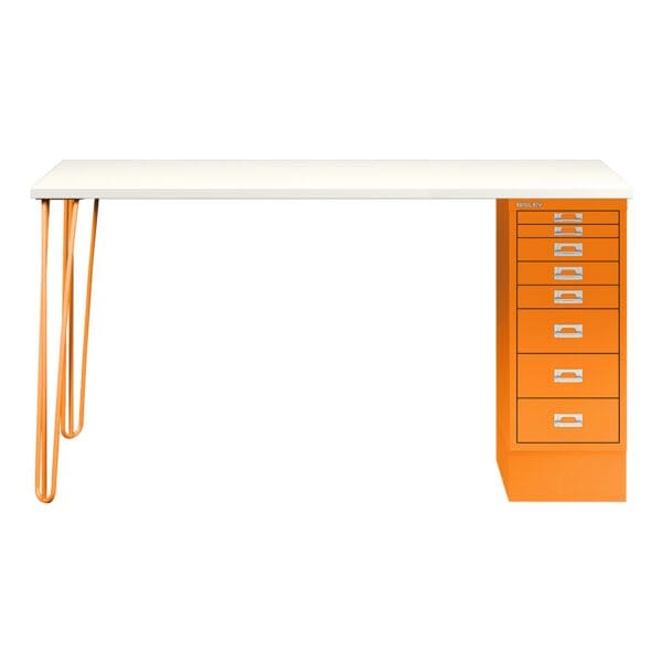 Bisley Schreibtisch »MultiRange« weiße Platte mit 8 Schubladen orange, 140x74x60 cm Image