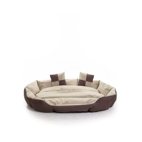 Hundebett Hundekissen Hundekorb Haustierbett Matte Hundesofa Dunkelbraun/Beige 110x80x23 cm