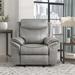 Red Barrel Studio® Bayshore 42"W Pillow Top Arm Faux Leather Pull Tab Glider Recliner Faux Leather/Microfiber/Microsuede in Gray | Wayfair