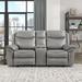 Latitude Run® Bayshore 80"W Pillow Top Arm Faux Leather Pull Tab Glider Reclining Loveseat Faux Leather/Microfiber/Microsuede in Gray | Wayfair