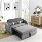 55.5" Pull Out Sleep Sofa Bed, 2 Seater Sofa Couch with Lumbar Pillows