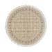 Shahbanu Rugs Ivory Densely Woven Wool Hand Knotted Herati All Over Fish Mahi Design 250 KPSI Round Oriental Rug (6'3" x 6'3")