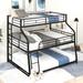 Twin XL/Full XL/Queen 3 in 1 Design Metal Triple Bunk Bed with Long and Short Ladder and Full-Length Guardrails, Black