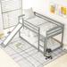 Gray Twin over Twin Bunk Bed Low Loft Bed with Convertible Slide and Ladder