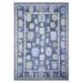 Shahbanu Rugs Aegean Blue Afghan Oushak All Over Leaf Design Vegetable Dyes Soft Wool Hand Knotted Oriental Rug (9'9" x 14'2")