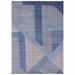 Shahbanu Rugs Beau Blue Hand Knotted Geometric Art Nouveau Collection Soft to the Touch 100% Wool Oversized Rug (12'0" x 15'5")