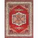 Shahbanu Rugs Tomato Red Afghan Peshawar with Open Field Medallion Design Vegetable Dyes Wool Hand Knotted Rug (9'0" x 12'0")