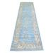 Shahbanu Rugs Berry Blue Afghan Oushak With Faded Colors Natural Dyes Soft Wool Hand Knotted Runner Oriental Rug (2'9" x 9'9")