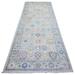 Shahbanu Rugs Gray Wool Afghan Oushak with Geometric Leaf Design and Small Animal Figurines Hand Knotted Runner Rug (4'x9'10")