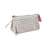 TureClos Canvas Pencil Bag Pencils Case Pouch Holder Mesh Pocket Zipper Multifunctions Stationery for Student School Office Supplies White Plaid