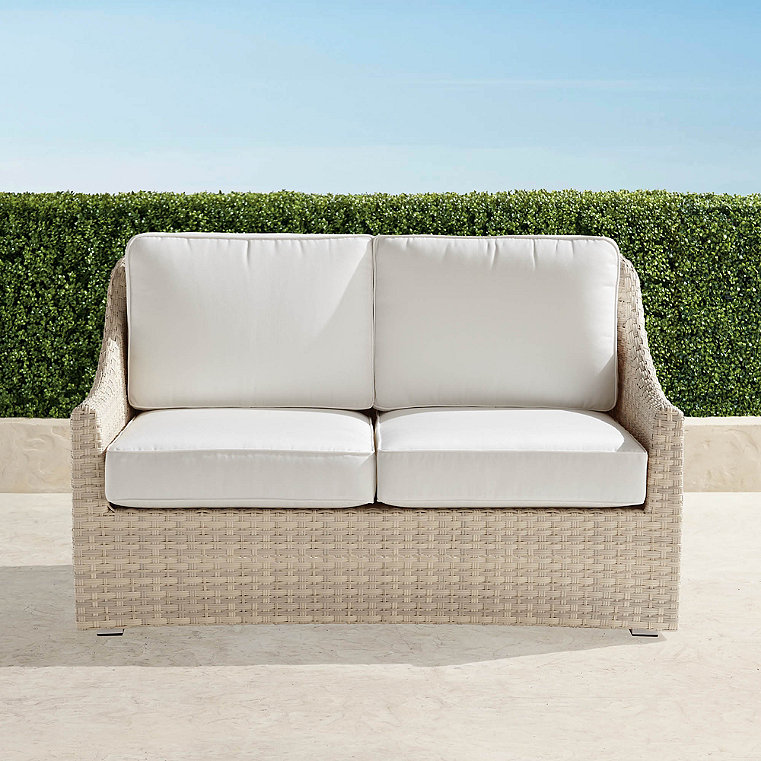 Ashby Loveseat with Cushions in Shell Wicker - Standard, Olivier Indigo - Frontgate