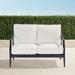 Trelon Aluminum Loveseat in Matte Black Finish - Resort Stripe Glacier - Frontgate