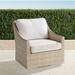 Ashby Swivel Lounge Chair with Cushions in Shell Finish - Cara Stripe Indigo - Frontgate