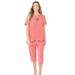 Plus Size Women's Knit Capri Sleep Set by Dreams & Co. in Coral Pink Flamingo (Size 6X)