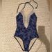 Anthropologie Swim | Anthropologie One Piece Blue Fish And Lace Swim Suit | Color: Blue | Size: Xs