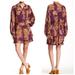 Free People Dresses | Free People Shake It Burgundy Floral Boho Ruffle Button Long Sleeve Mini Dress | Color: Purple/Tan | Size: Xs