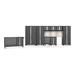 NewAge Products BOLD 3.0 Series Grey 10-Piece Cabinet Set with Stainless Steel Top Backsplash and LED Lights