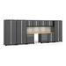 NewAge Products PRO 3.0 Series Grey 12-Piece Cabinet Set with Bamboo Tops Slatwall and LED Lights