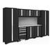 NewAge Products BOLD Series Black 9-Piece Cabinet Set with Stainless Steel Top and Backsplash