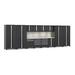 NewAge Products PRO 3.0 Series Black 14-Piece Cabinet Set with Stainless Steel Tops Slatwall and LED Lights