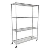 SafeRacks NSF 4-Tier Wire Shelving Rack with Wheels 60"W x 72"H x 24"D