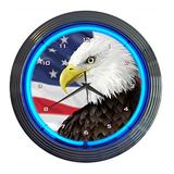 Neonetics 15-Inch Eagle With American Flag Neon Clock