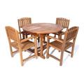 All Things Cedar 5-Piece Butterfly Oval Table Dining Chair Set with White Cushions